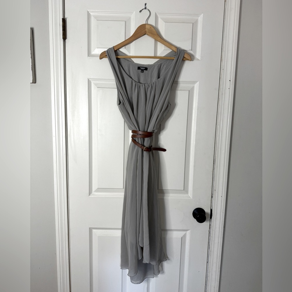 Gray High-Low Overlay Dress with Fitted Underdress from Premise